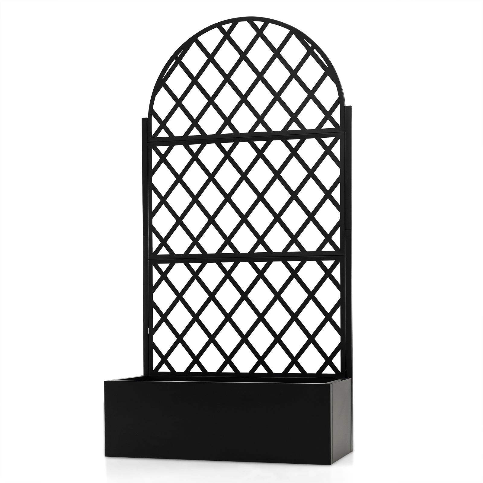 Costway Plantenbak met Klimrek Privacybescherming met Bloembak van Metaal Tuinscherm met Afvoergaten Klimsteun voor Klimplanten voor Tuin terras Balkon  Zwart