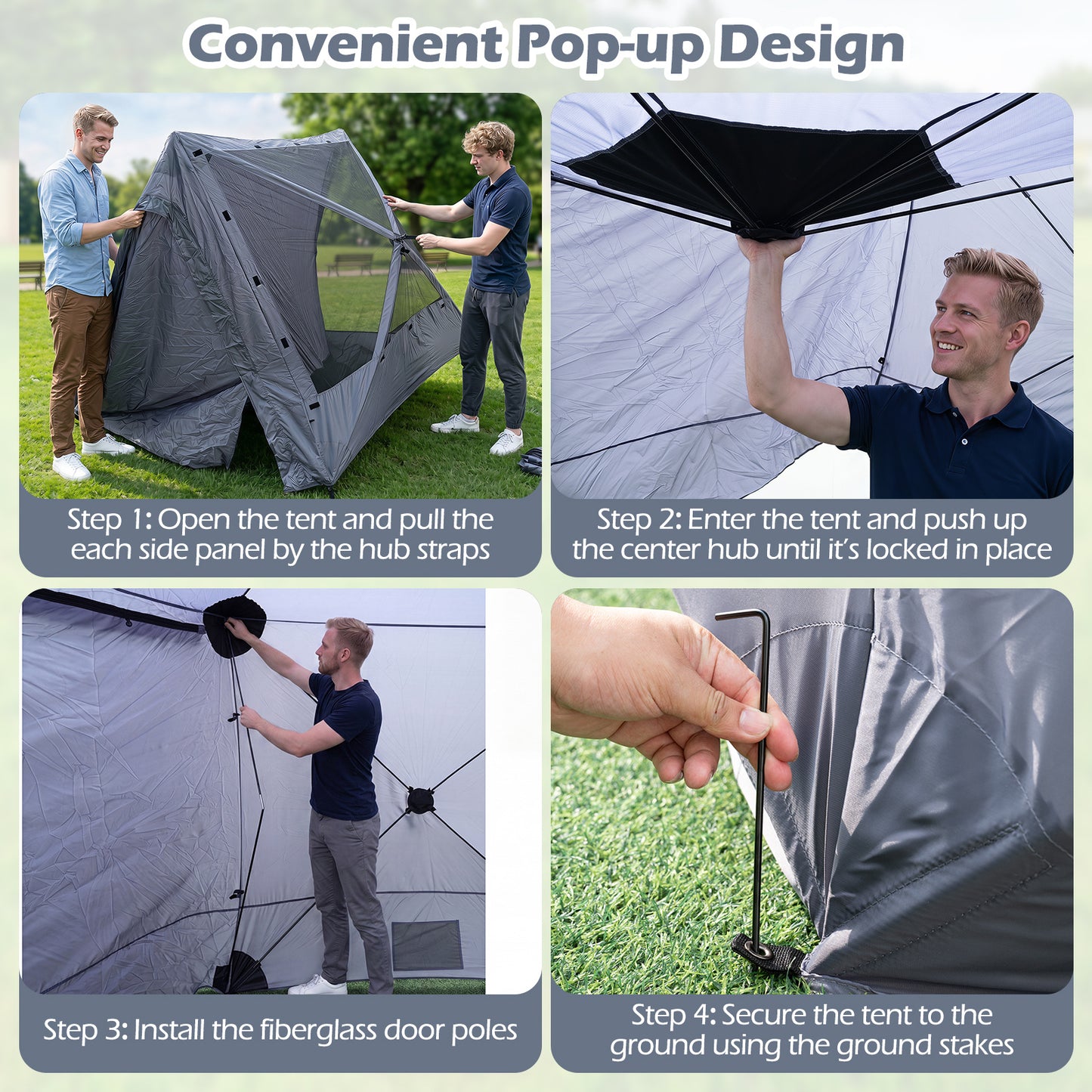 Costway Pop-up Paviljoen 427 x 427 cm Tuinpaviljoen voor 10-12 Personen Feesttent met 6 Zijwanden en Muskietennetten Kampeertent