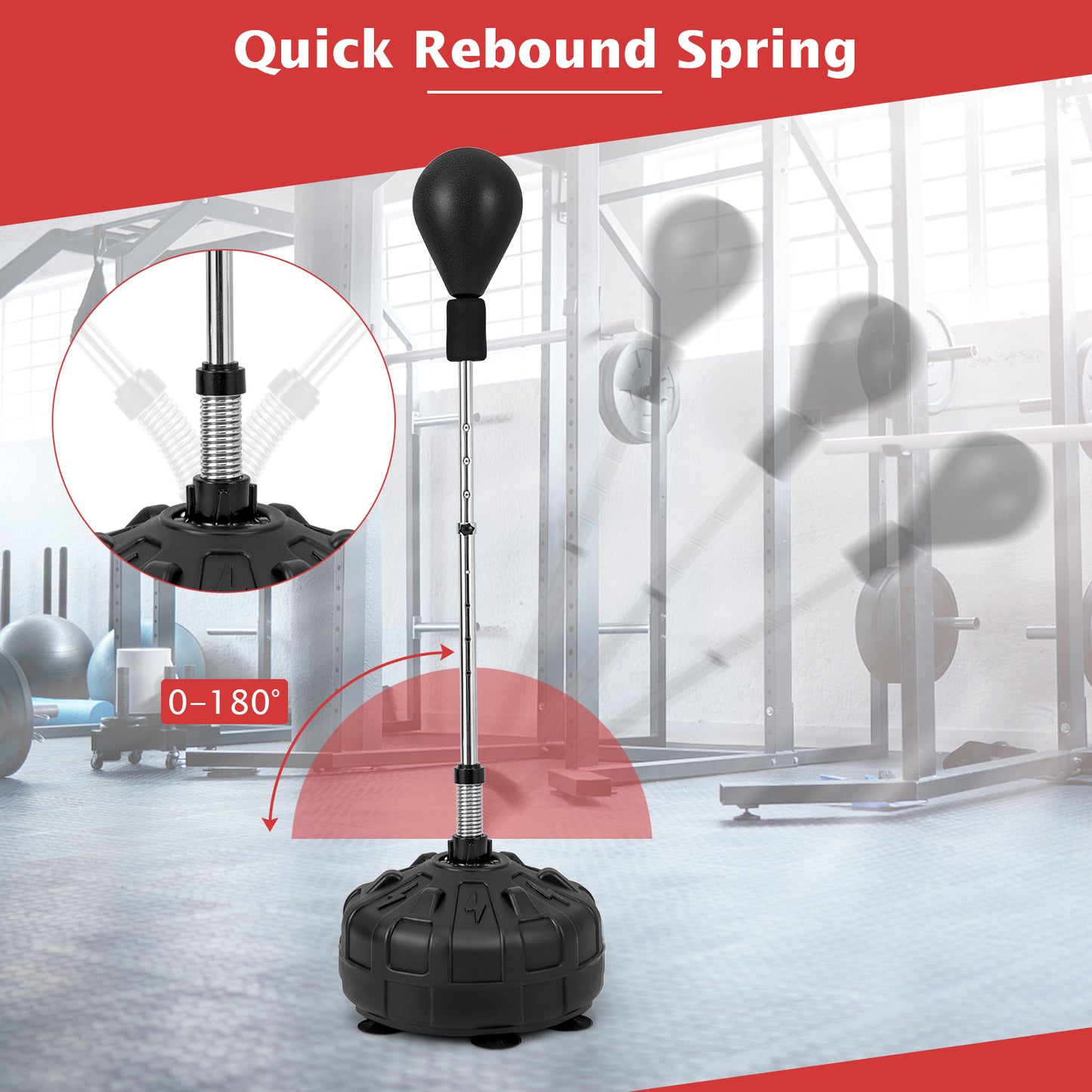 Costway Punchingball met Standaard 137–156 cm in Hoogte Verstelbare Bokstand Punching Ball met Vulbare Standaard