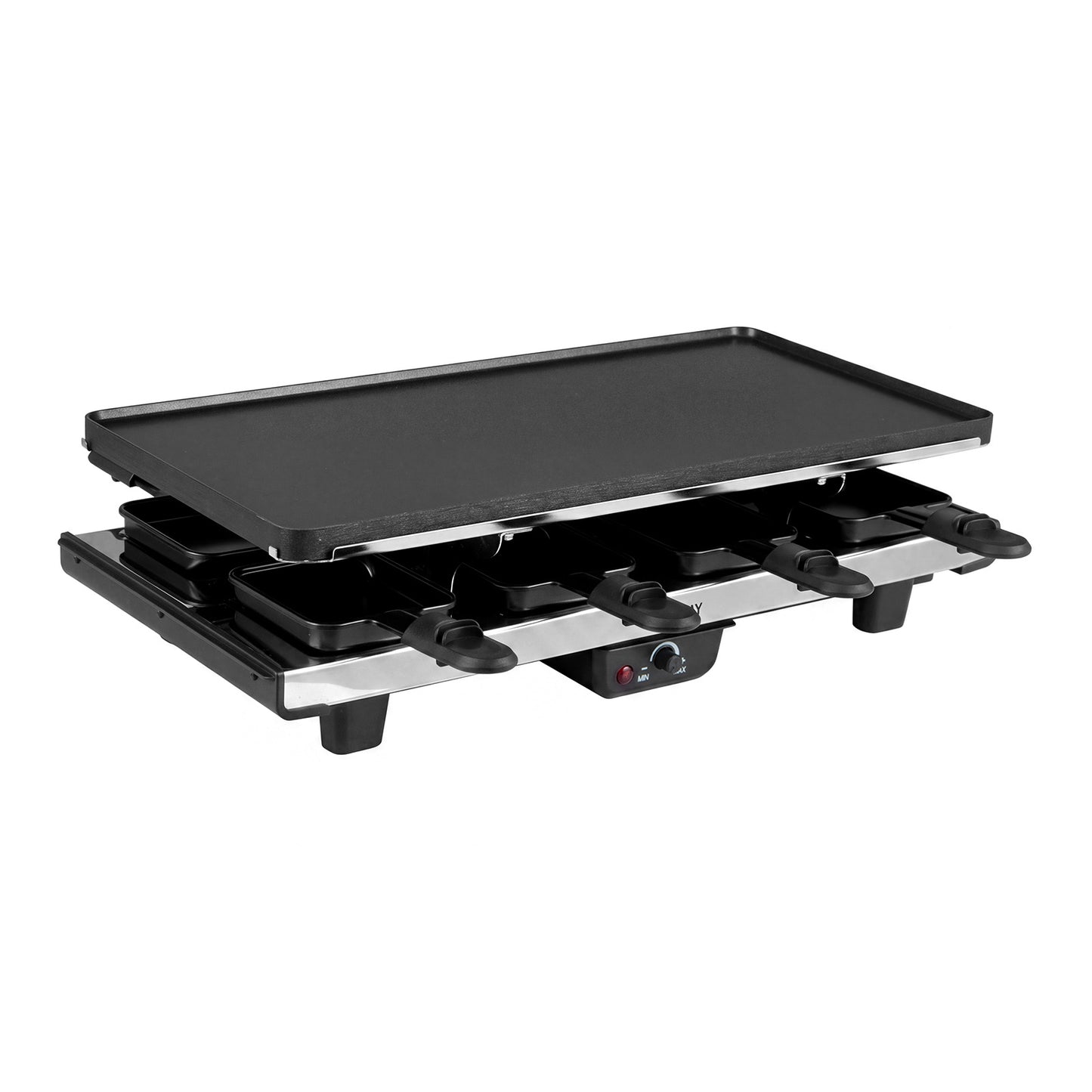 Costway Raclette voor 8 Personen Elektrische Grill met 2-in-1 Omkeerbare Antiaanbakplaat & Instelbare