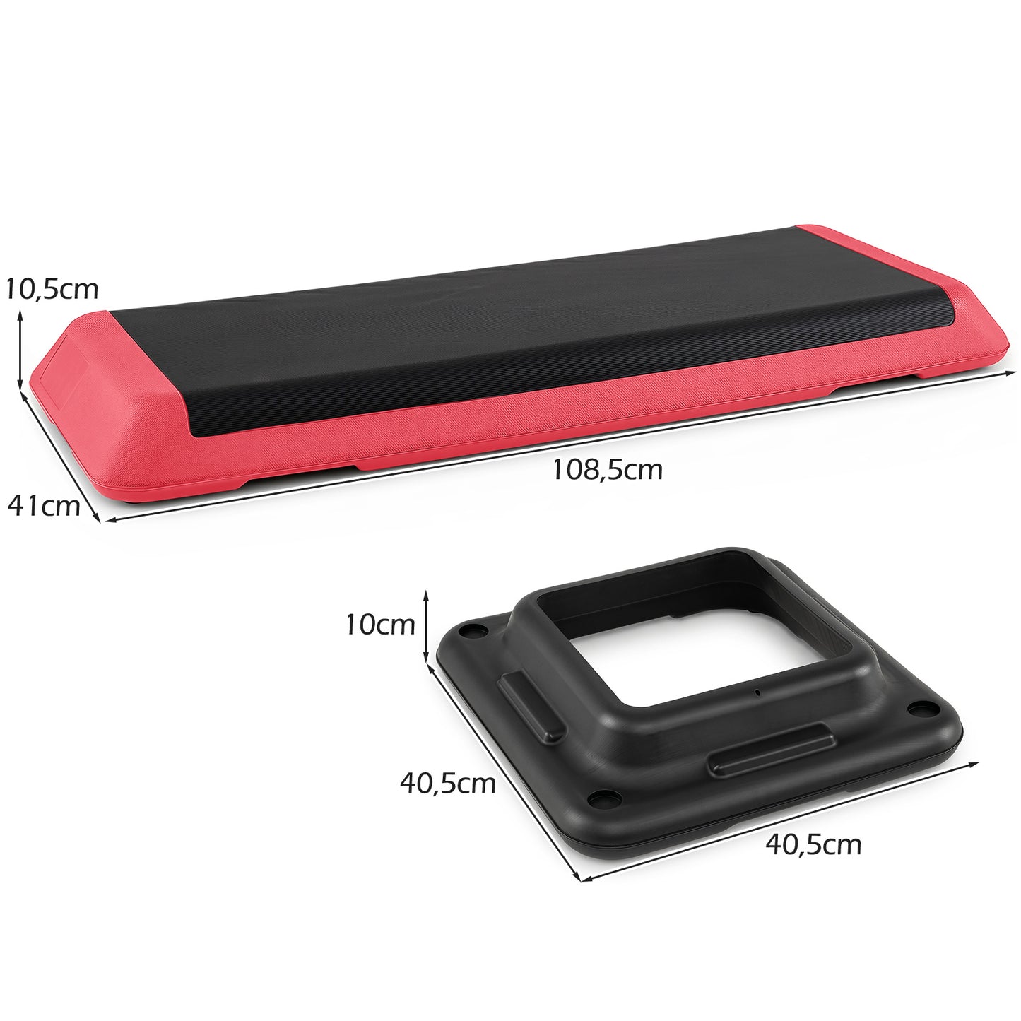 Costway Rood Aerobic Stepper Hoogteverstelbaar Fitness Stepper met 4 Steunblokken Antislip Gestructureerd Oppervlak Stepboard van PE