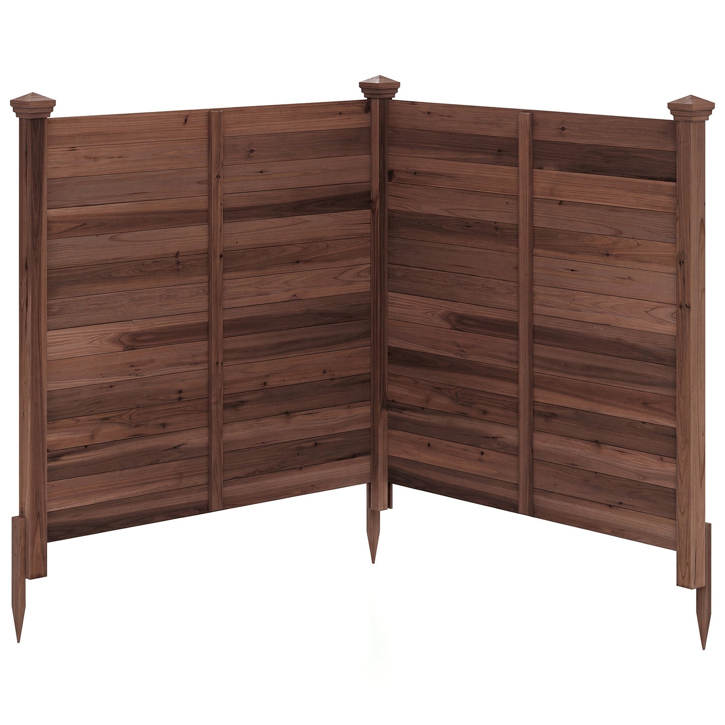 Costway Scheidingsscherm 2-delig 119 x 119 cm Tuinhek van Vurenhout Buiten Houten Hek Zonder Graven Bruin