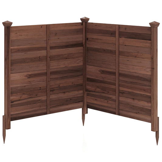 Costway Scheidingsscherm 2-delig 119 x 119 cm Tuinhek van Vurenhout Buiten Houten Hek Zonder Graven Bruin