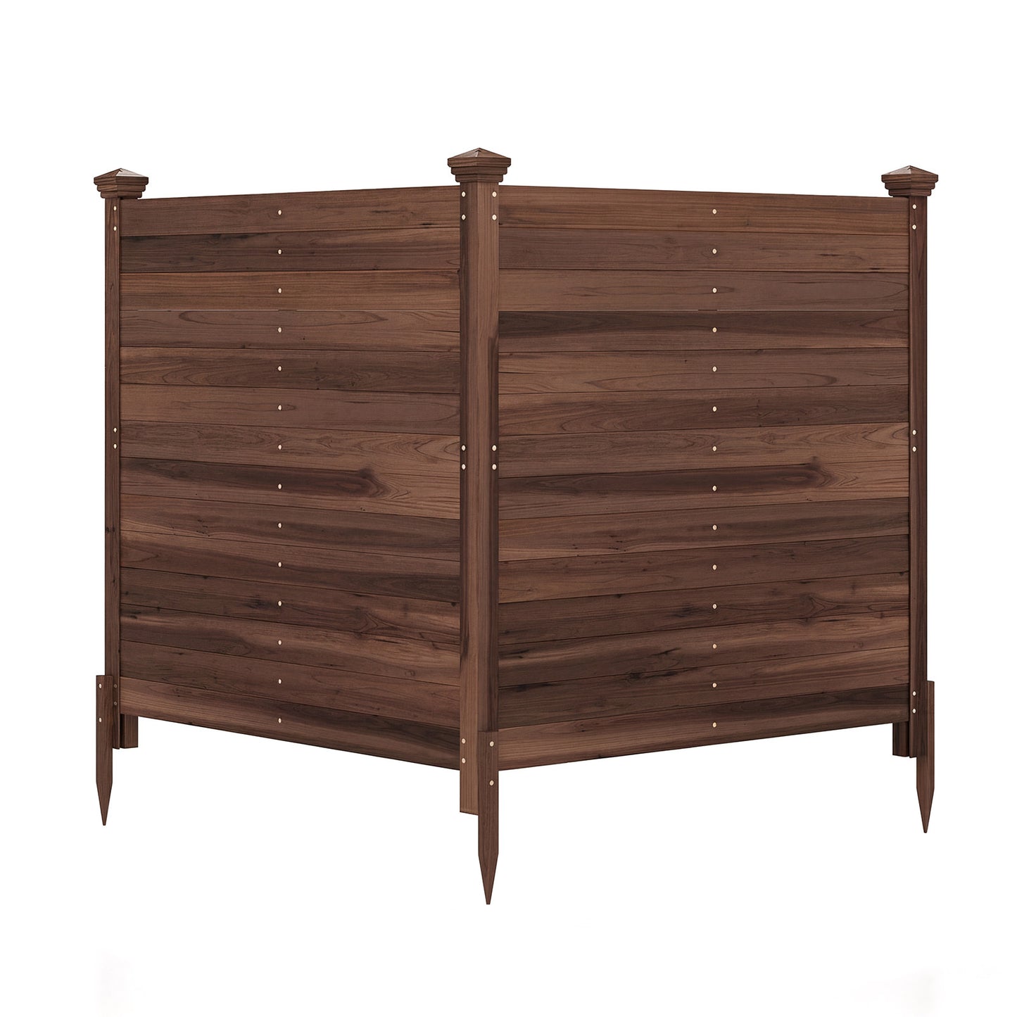 Costway Scheidingsscherm 2-delig 119 x 119 cm Tuinhek van Vurenhout Buiten Houten Hek Zonder Graven Bruin