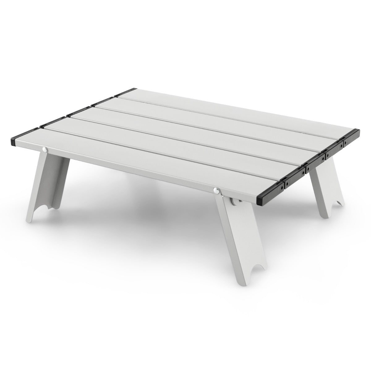 Costway Set van 1 Tafel en 2 Strandstoelen Ligstoelen voor Buiten met Oprolbare Campingtafel 5-Standen Klapstoelen en Aluminium Tafel -Donkerblauw