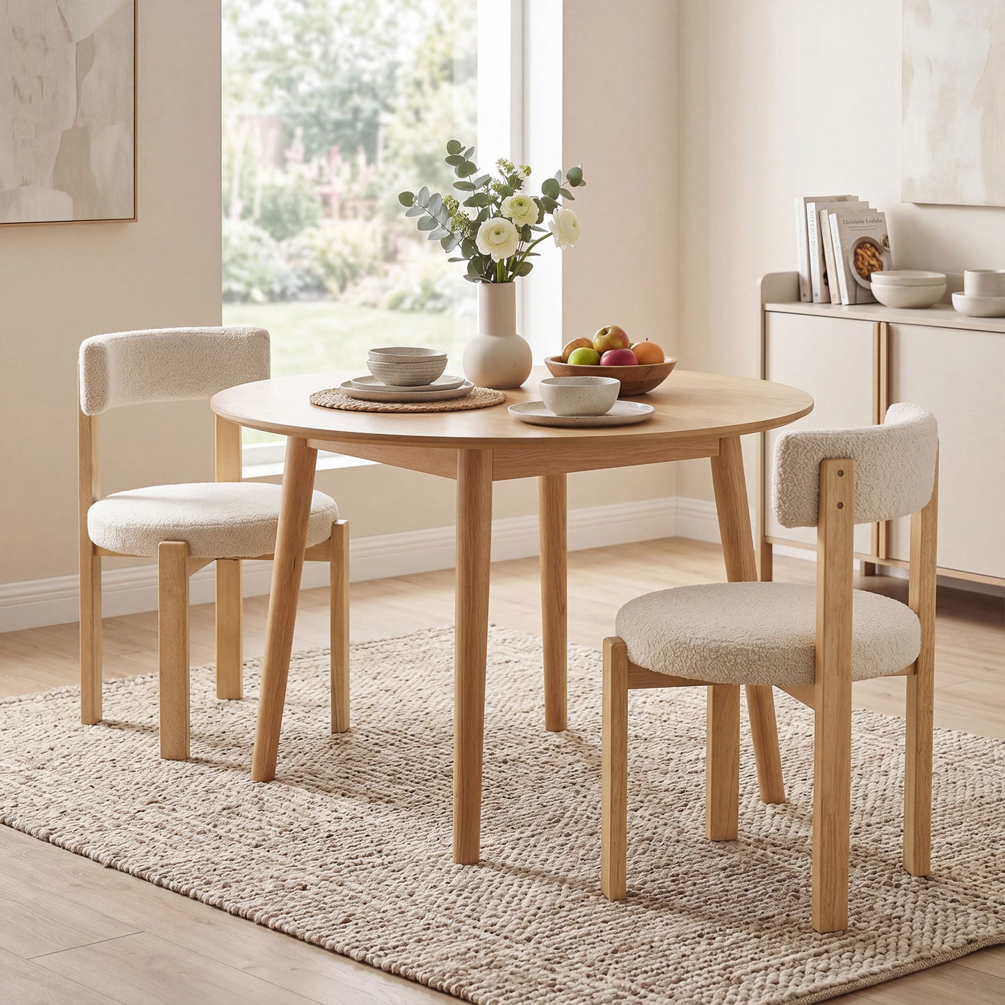 Costway Set van 2 Eetkamerstoelen Gestoffeerde Keukenstoel van Teddyfleece Gestoffeerde Stoel met Gebogen Rugleuning