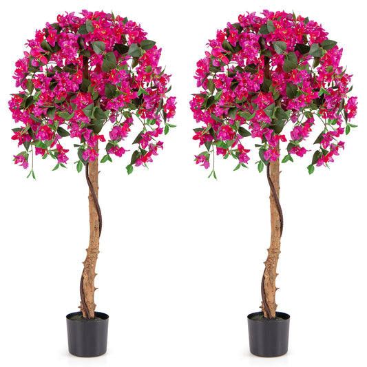 Costway Set van 2 Kunstbomen van 135 cm met Bloesem Kunstplant in Pot Kunstboom