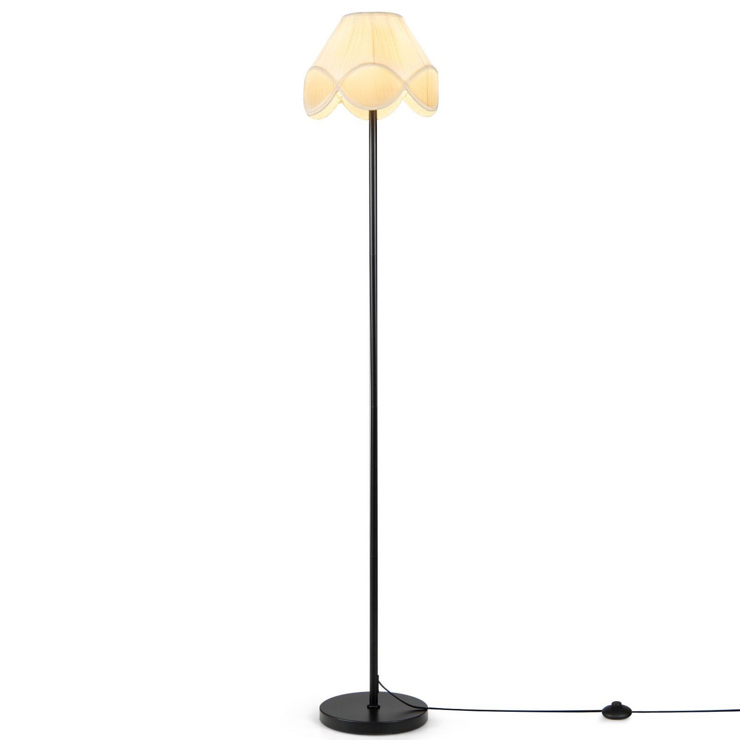 Costway Staande Lamp Dimbaar 159 cm met Traploos Instelbare Helderheid en Stoffen Lampenkap Zwart