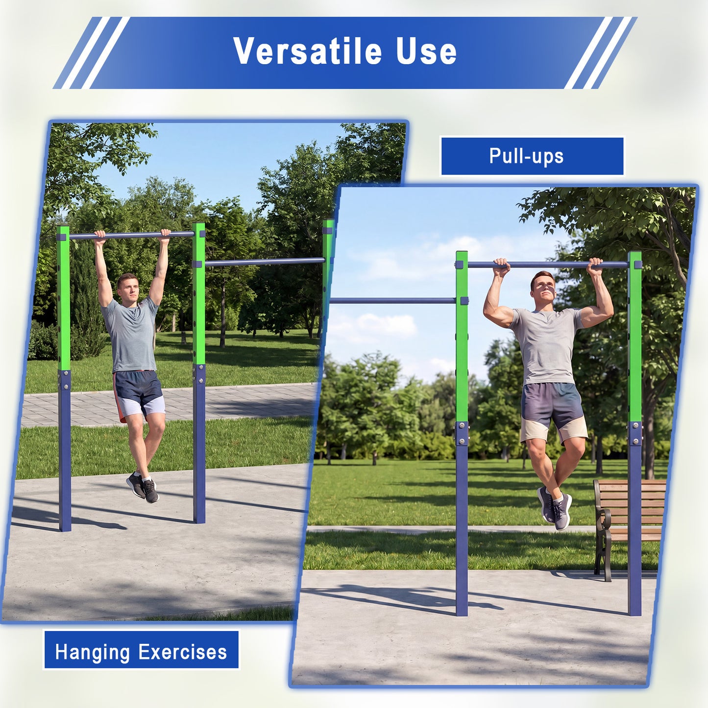 Costway Trekstang in Hoogte Verstelbare Rekstang 80-172 cm Dipstation van Verzinkt Staal tot 330 kg Blauw