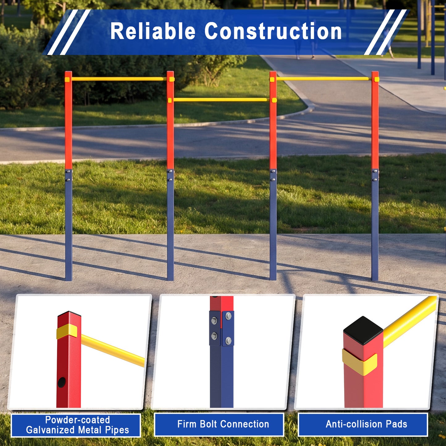 Costway Trekstang in Hoogte Verstelbare Rekstang 80-172 cm Dipstation van Verzinkt Staal tot 330 kg Rood