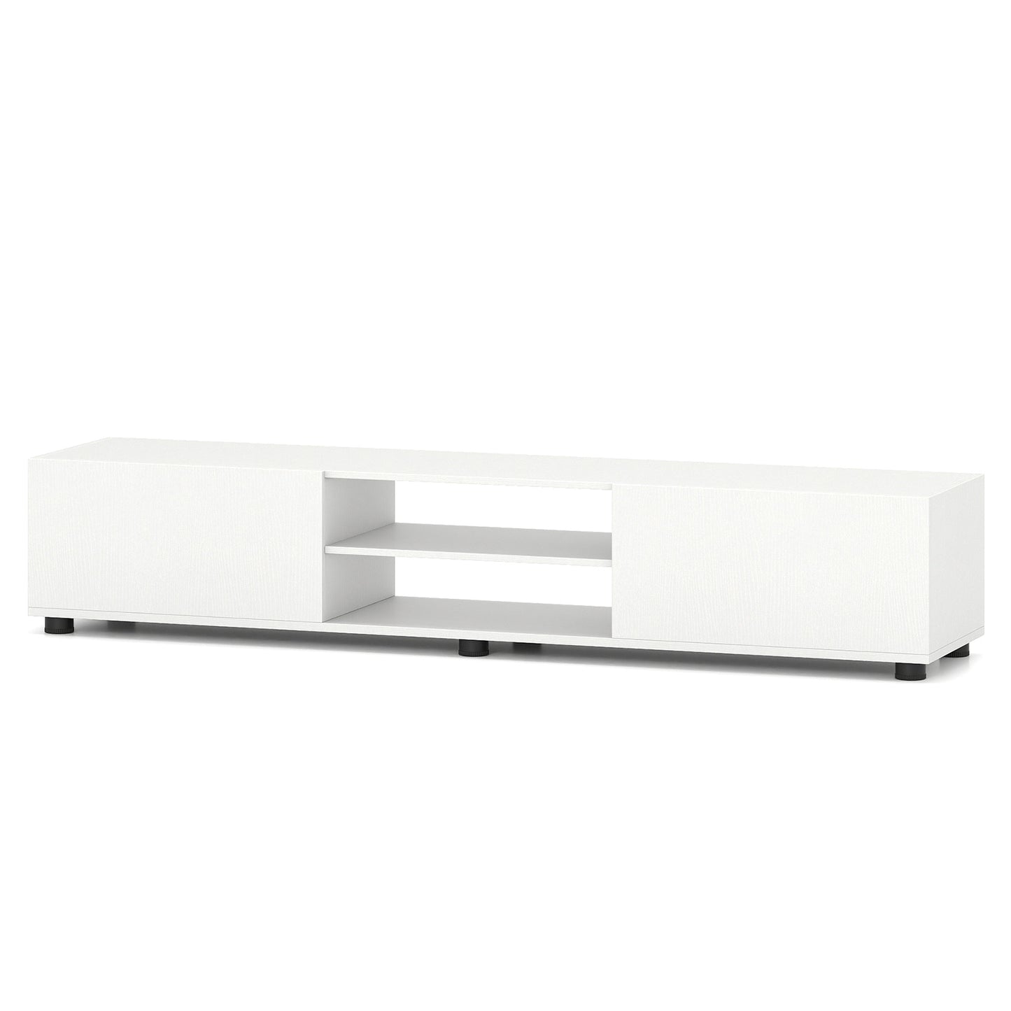 Costway TV-commode voor TV's tot 70 inch TV-meubel met 2 Deuren en 2 Open Planken TV-Standaard met Kantelbeveiliging Wit