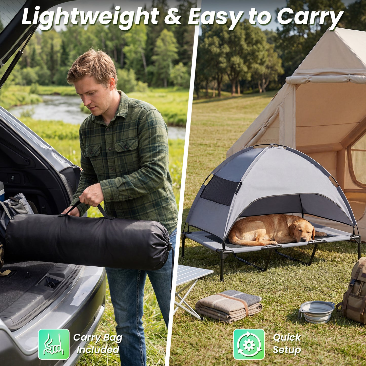 Costway Verhoogd Hondenbed met Afneembare Waterdichte Luifel Hondenkampbed voor Binnen en Buiten Draagvermogen 40 kg 123 x 91 x 95 cm