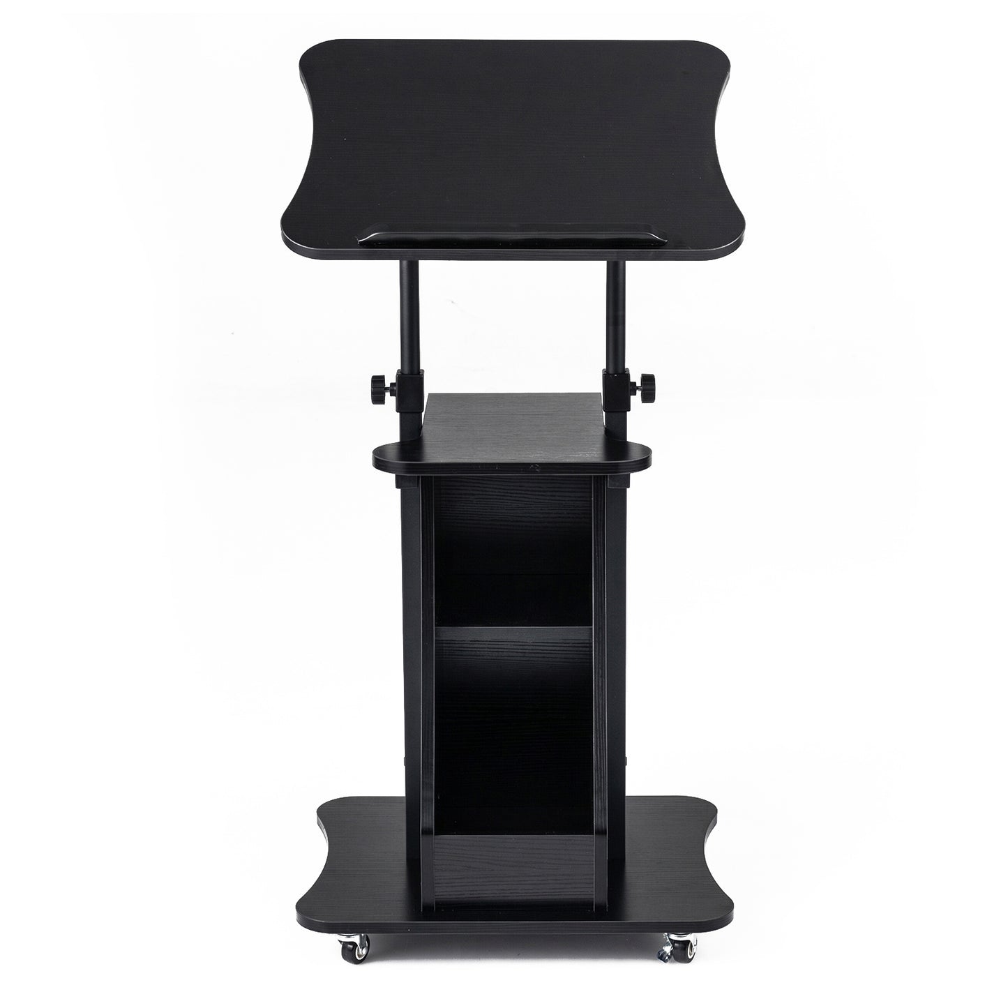 Costway Verstelbare Spreektafel Staande Tafel met Wielen en Kantelbare Tafel Mobiele Staande Bureau Zwart