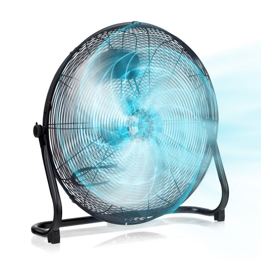 Costway Vloerventilator met 51 cm Diameter Industriële Vloerventilator met 145° Verstelbare Kantelhoek 3 Ventilatorsnelheden & Metalen Bladen Zwart