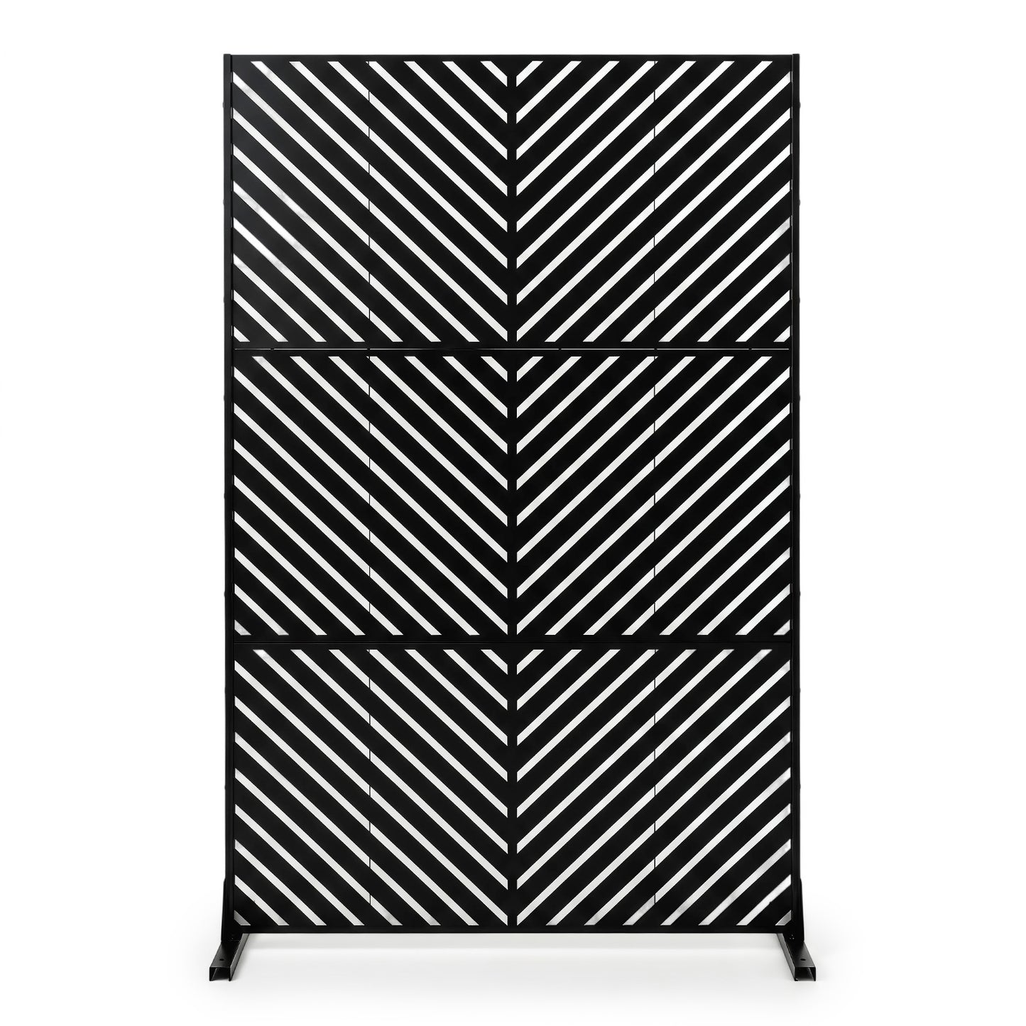 Costway Zichtbescherming Metaal Buiten Paravent met Standaard Vrijstaande Zichtbeschermingswand120 x 40 x 183 cm Zwart