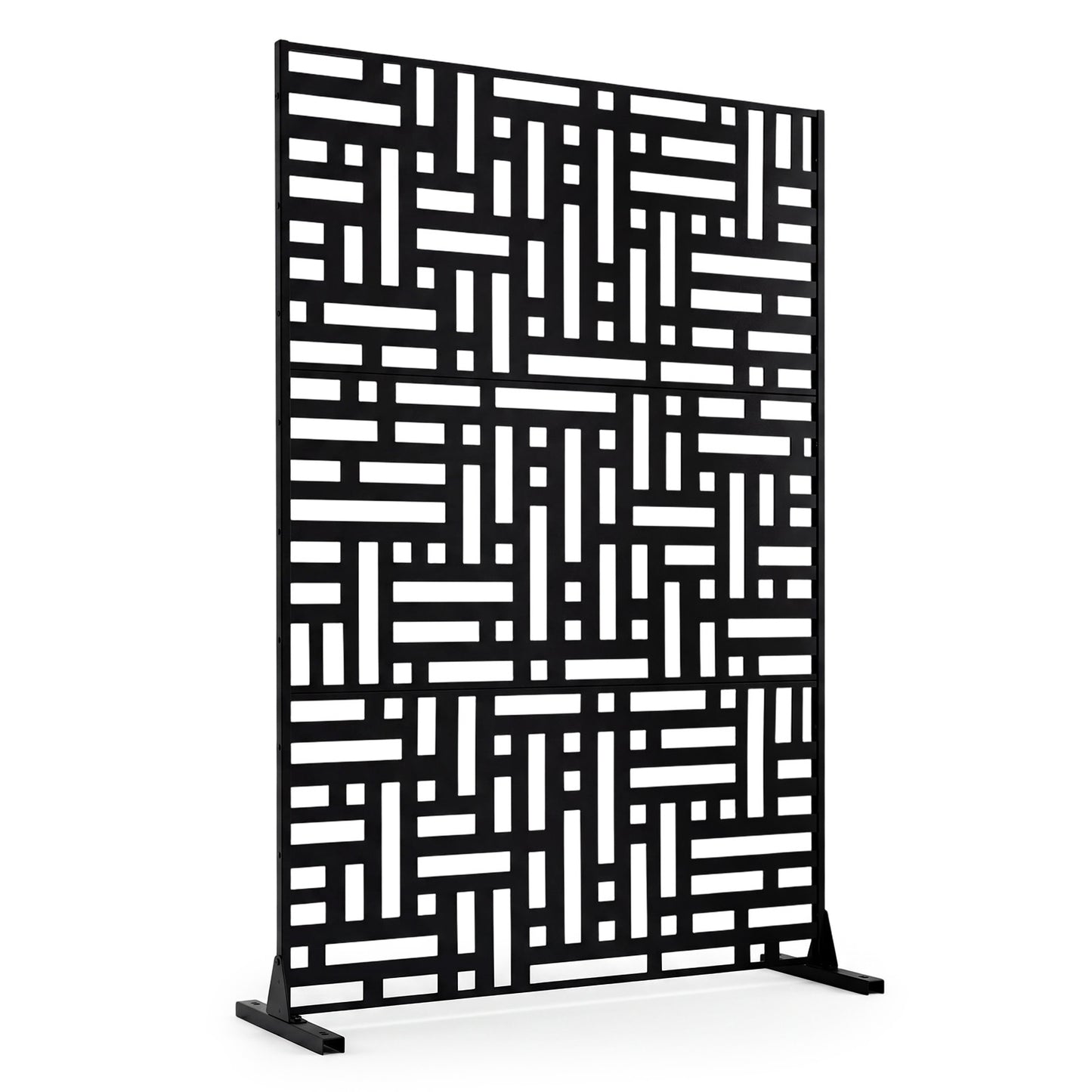 Costway Zichtbescherming Metaal Buiten Schutting met Standaard Vrijstaande Verhoogde Weerbestendige Ruimteverdeler 120 x 40 x 183 cm