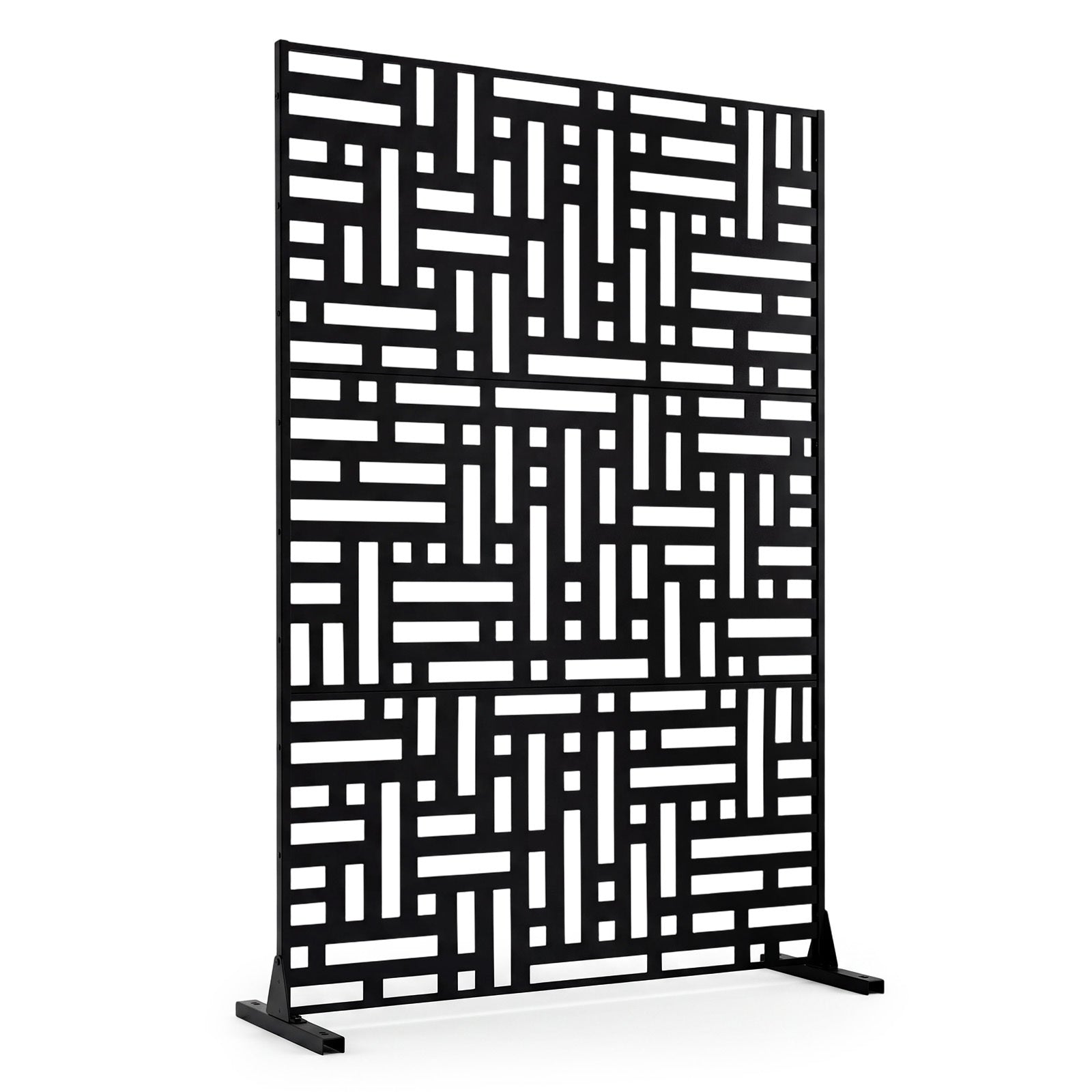 Costway Zichtbescherming Metaal Buiten Schutting met Standaard Vrijstaande Verhoogde Weerbestendige Ruimteverdeler 120 x 40 x 183 cm