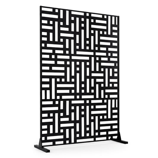 Costway Zichtbescherming Metaal Buiten Schutting met Standaard Vrijstaande Verhoogde Weerbestendige Ruimteverdeler 120 x 40 x 183 cm