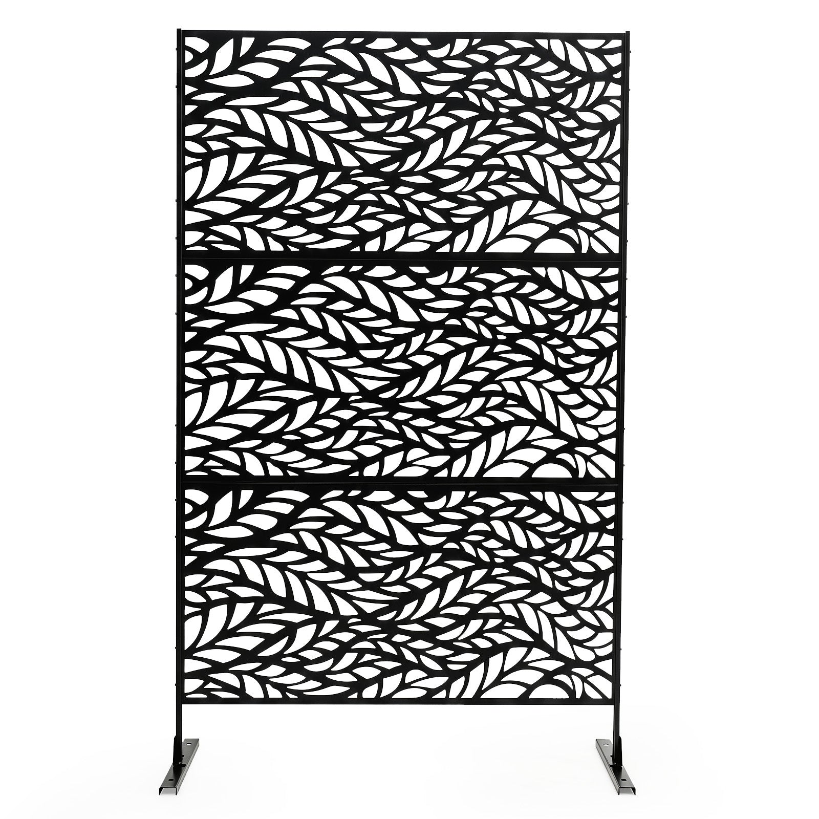 Costway Zichtscherm Tuin 122 x 198 cm Vrijstaande Roomdivider van Verzinkt Staal Paravent met Standaard Decoratieve