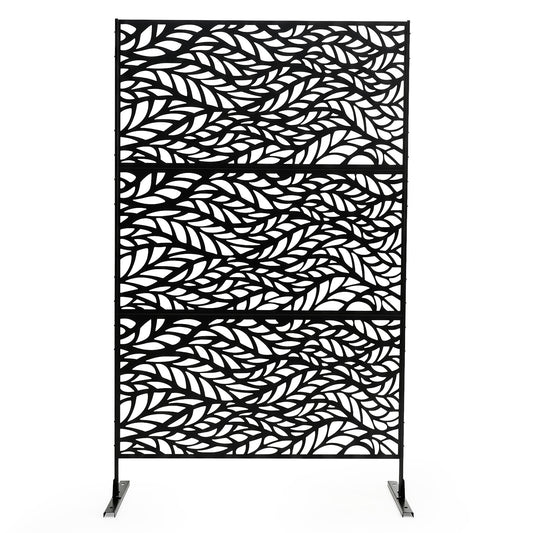 Costway Zichtscherm Tuin 122 x 198 cm Vrijstaande Roomdivider van Verzinkt Staal Paravent met Standaard Decoratieve