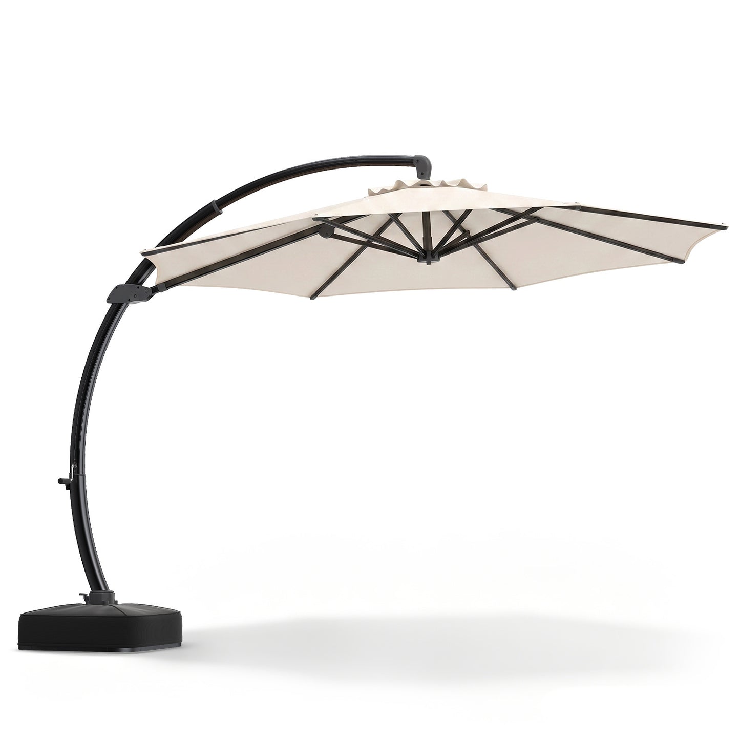 Costway Zonnescherm met Parasolstandaard Vrijstaande Parasol met Slinger & 360° Draaibare Basis Tuinscherm Beige