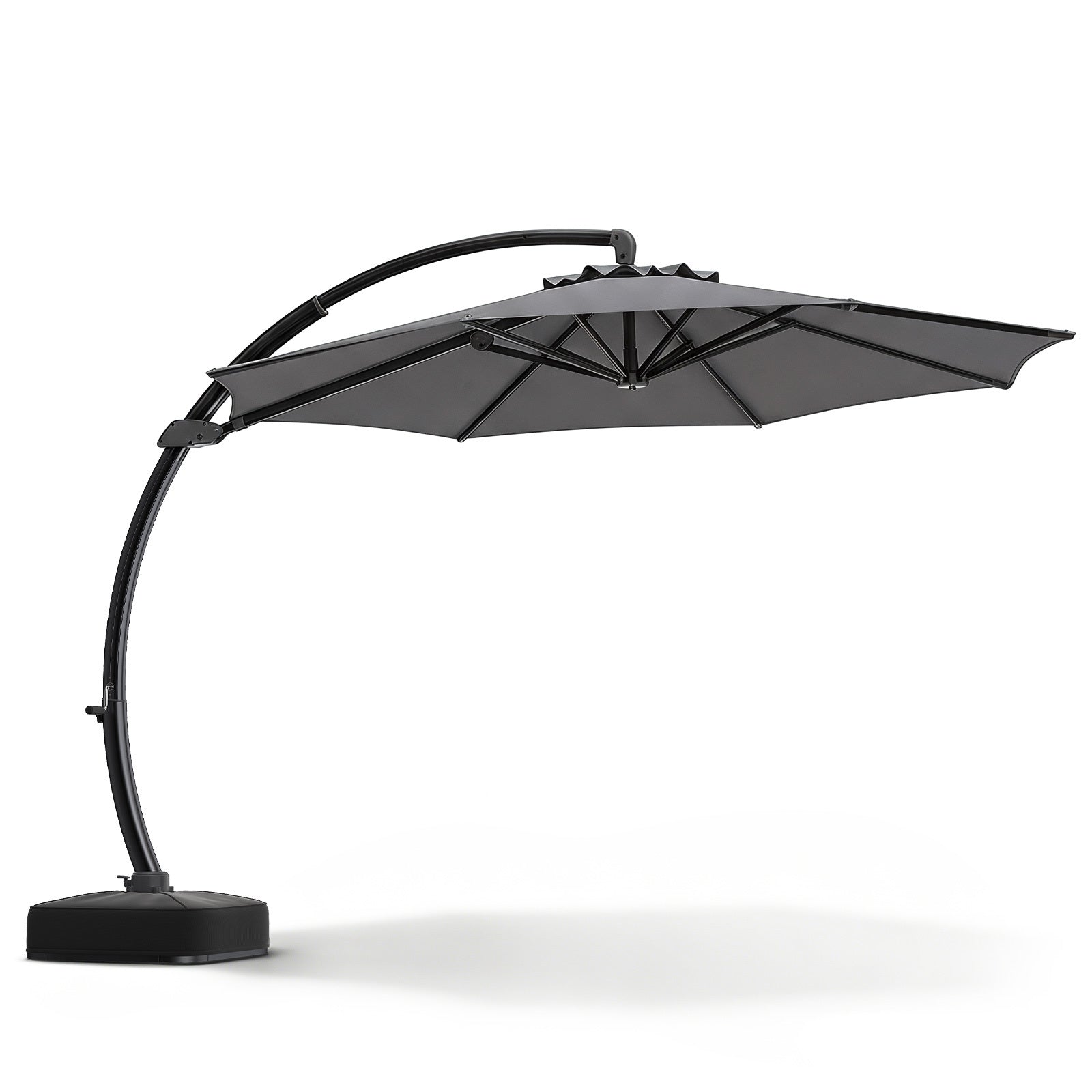 Costway Zonnescherm met Parasolstandaard Vrijstaande Parasol met Slinger & 360° Draaibare Basis Tuinscherm Grijs