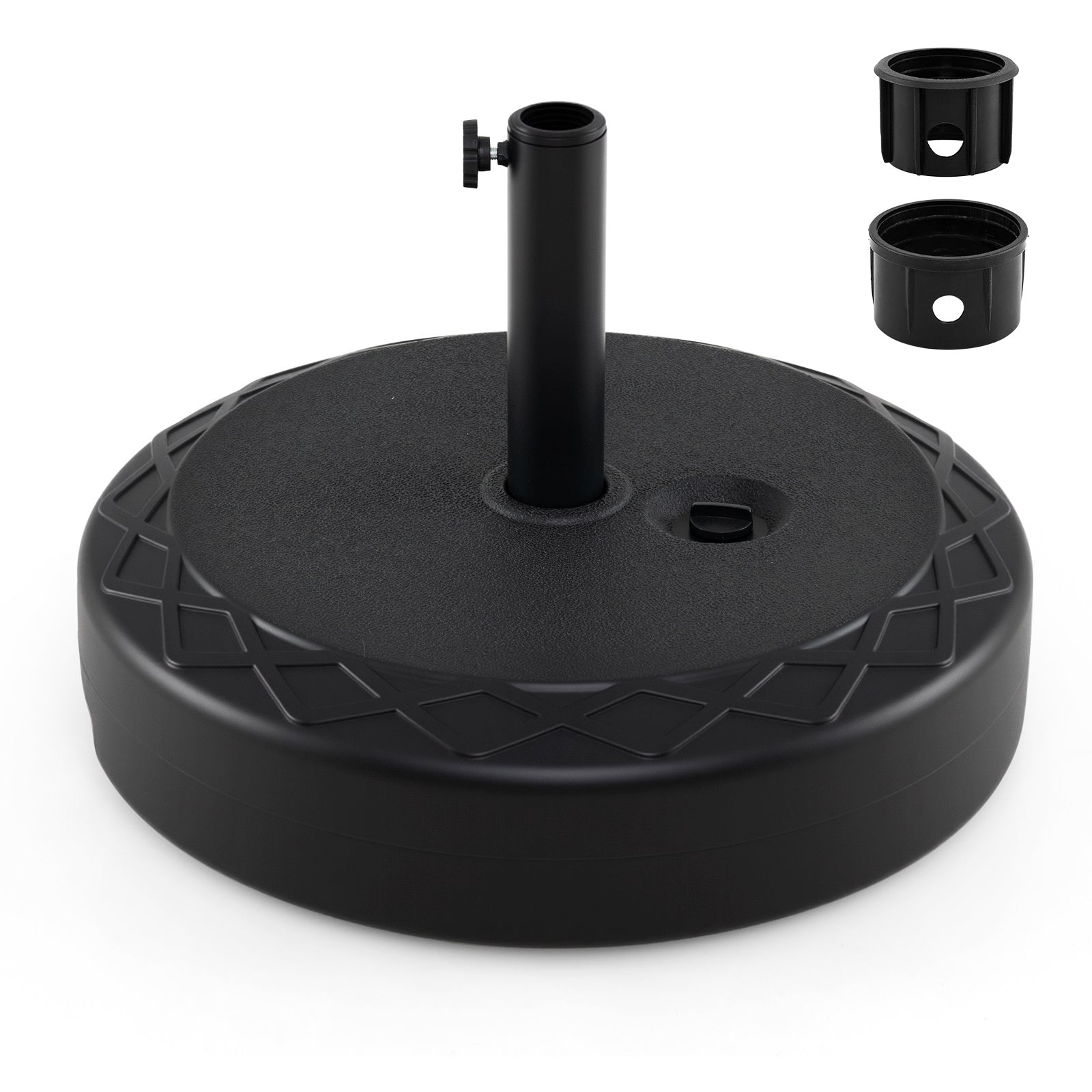 Costway Zonneschirmstandaard van HDPE Ronde Parasolvoet met Handvat Parasolstandaard voor Parasolsteel 39-49 mm