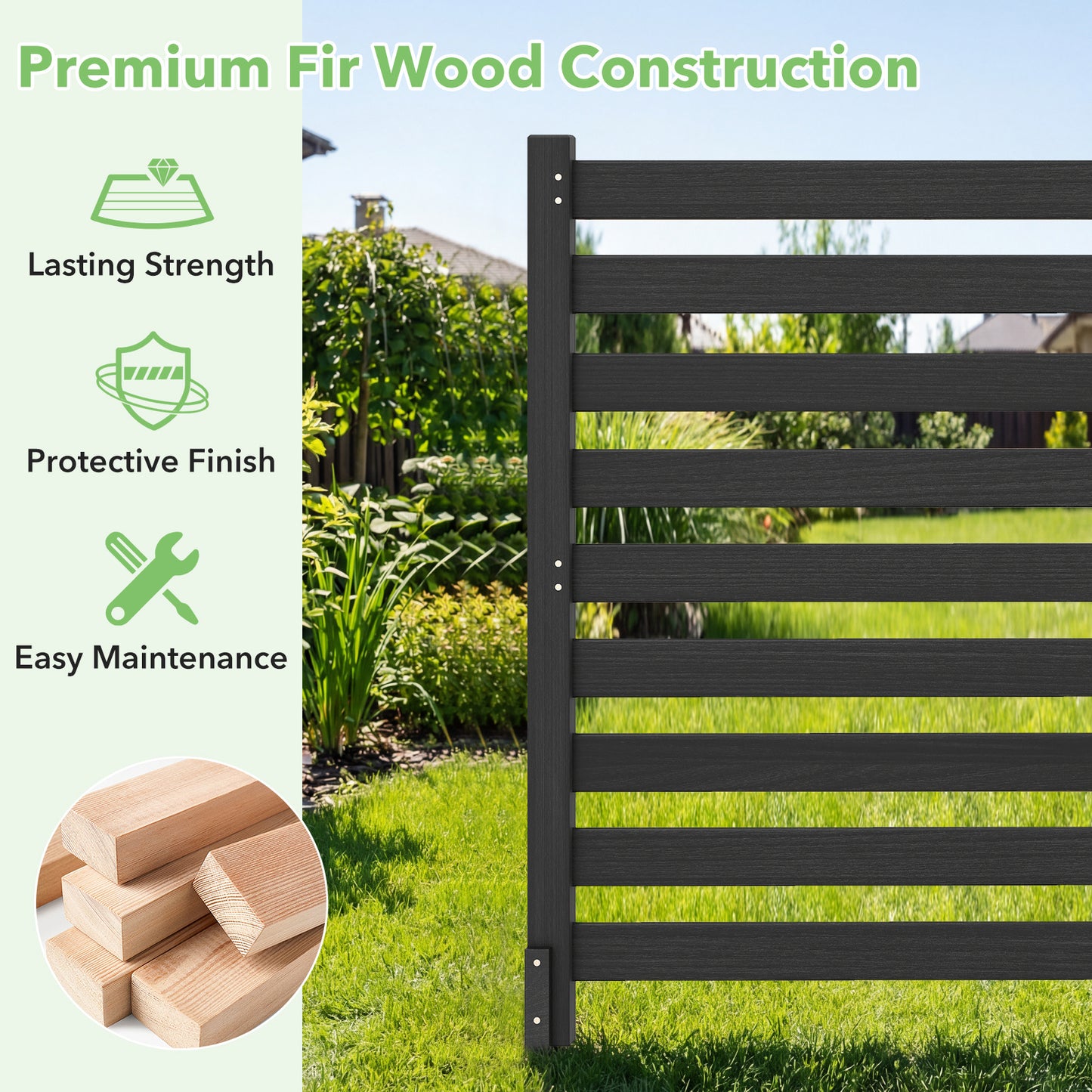 LIVSK 2-Delige Houten Schuttingset - Massief Cederhout - Flexibele Montage - Luchtdoorlatend Ontwerp - 98 x 107 cm -