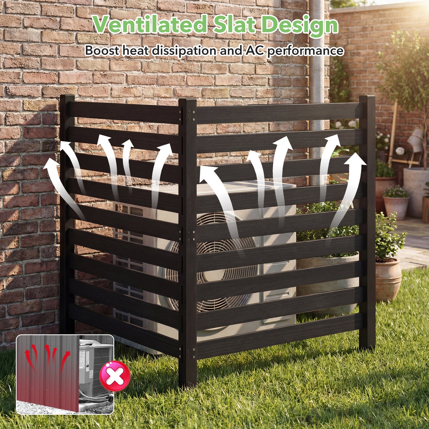 LIVSK 2-Delige Houten Schuttingset - Massief Cederhout - Flexibele Montage - Luchtdoorlatend Ontwerp - 98 x 107 cm -