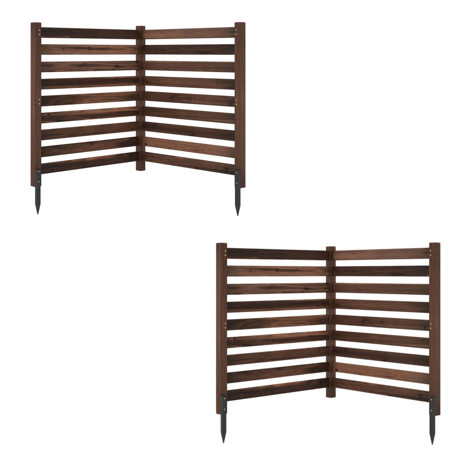 LIVSK 2-Delige Schuttingset - Massief Cederhout - Flexibel Koppelen - Luchtdoorlatend Ontwerp - 98 x 107 cm - Bruin