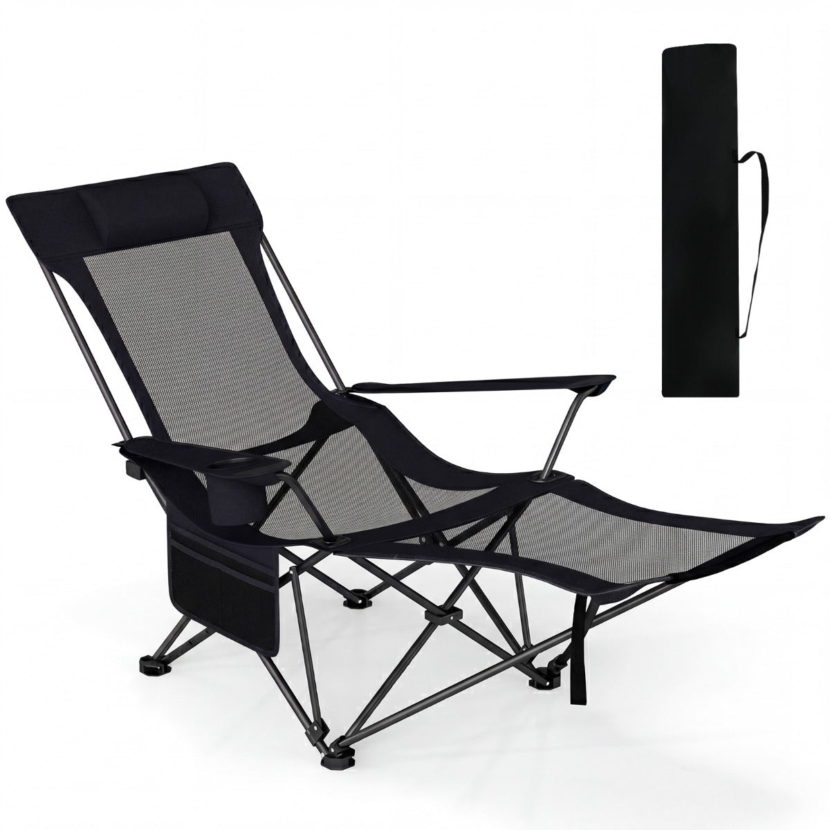 LIVSK 2-in-1 Outdoor Ligstoel - Verstelbare Rugleuning - Opvouwbaar & Draagbaar - Duurzaam Oxford & Metaal -