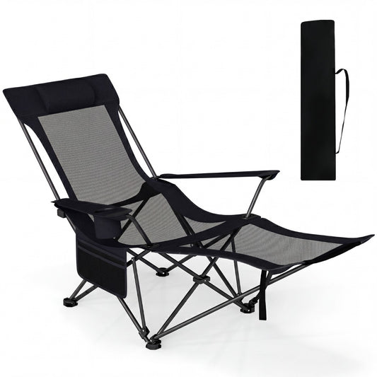 LIVSK 2-in-1 Outdoor Ligstoel - Verstelbare Rugleuning - Opvouwbaar & Draagbaar - Duurzaam Oxford & Metaal -