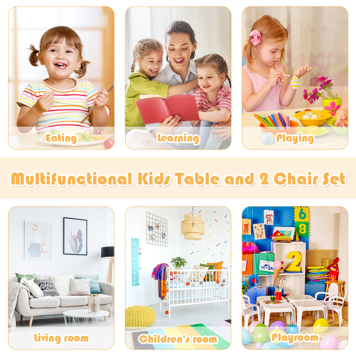 LIVSK 3-Delige Kindermeubelset - Multifunctioneel - Stevig Grenenhout en MDF - Veilig Ontwerp - Wit