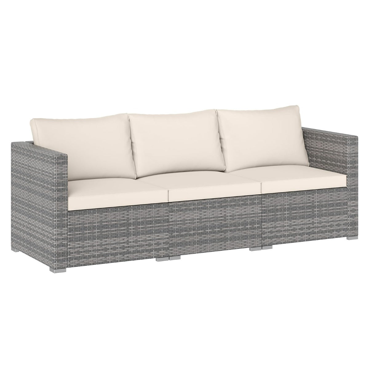 LIVSK 3-Delige Modulaire Tuinset - PE-Rotan - Comfortabele Kussens - Stevig Metaal - Draagvermogen 180 kg - Gemêleerd Grijs