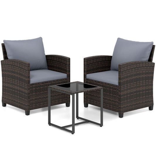 LIVSK 3-Delige Tuinmeubelset - Hoogwaardig PE-Rotan - Comfortabele Stoelen - Krasbestendige Tafel - Bruin