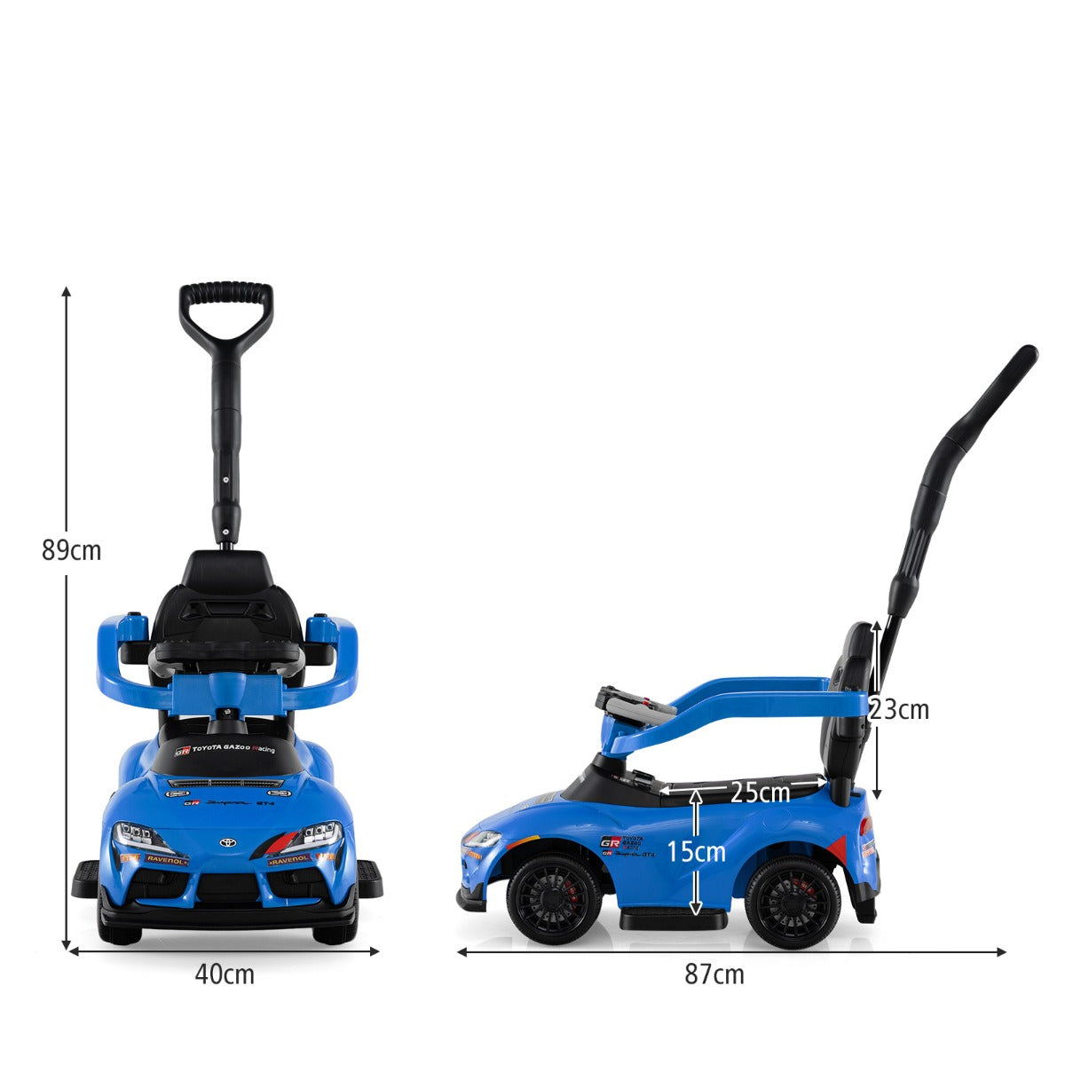 LIVSK 3-in-1 Kindervoertuig - Converteerbaar Ontwerp - Ergonomische Rugleuning - Verborgen Opbergruimte - Blauw/Wit