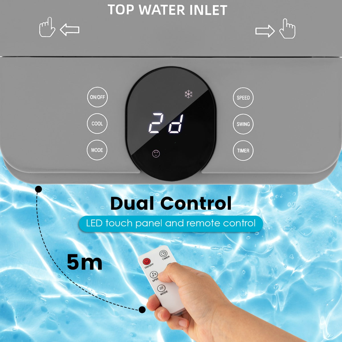 LIVSK 3-in-1 Verdampingsluchtkoeler - Draagbaar - 2,8L Watertank - Afstandsbediening - Stil - Wit