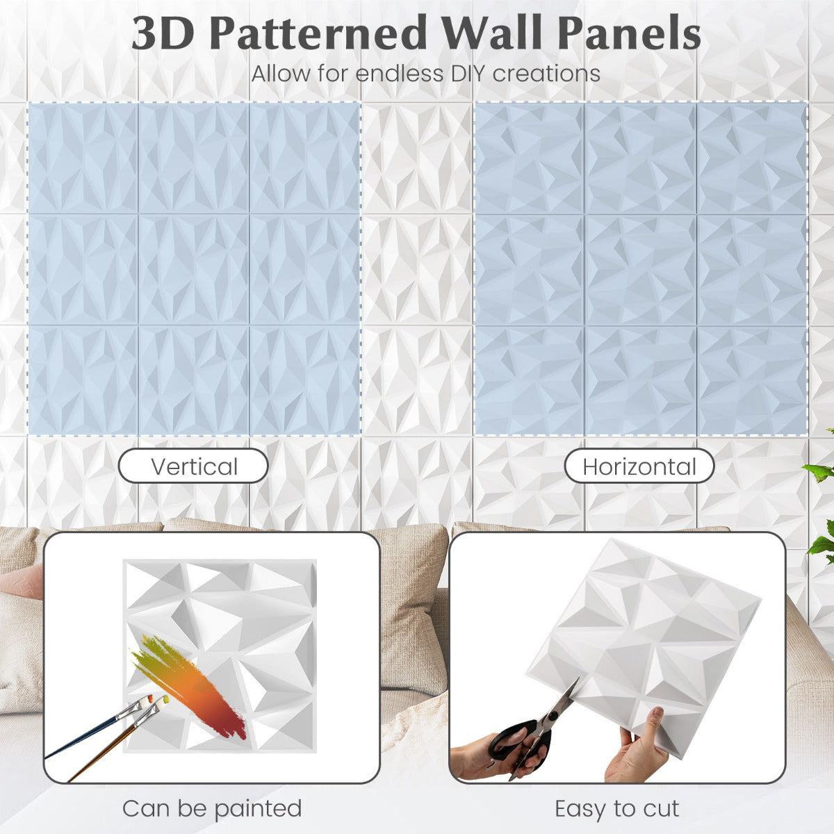 LIVSK 3D-wandpanelen - 100 Stuks - Duurzaam PVC - Waterdicht en Brandwerend - Eenvoudige Installatie - Wit