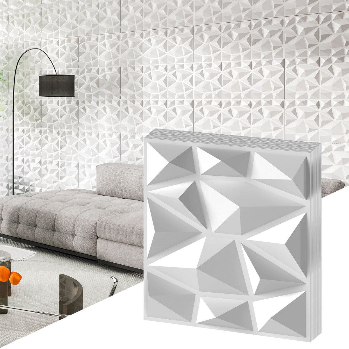 LIVSK 3D Wandpanelen - 50 Stuks - Hoogwaardig PVC - Waterdicht en Brandwerend - Eenvoudige Installatie - Wit