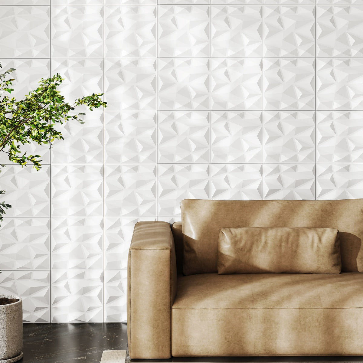 LIVSK 3D Wandpanelen - 50 Stuks - Hoogwaardig PVC - Waterdicht en Brandwerend - Eenvoudige Installatie - Wit