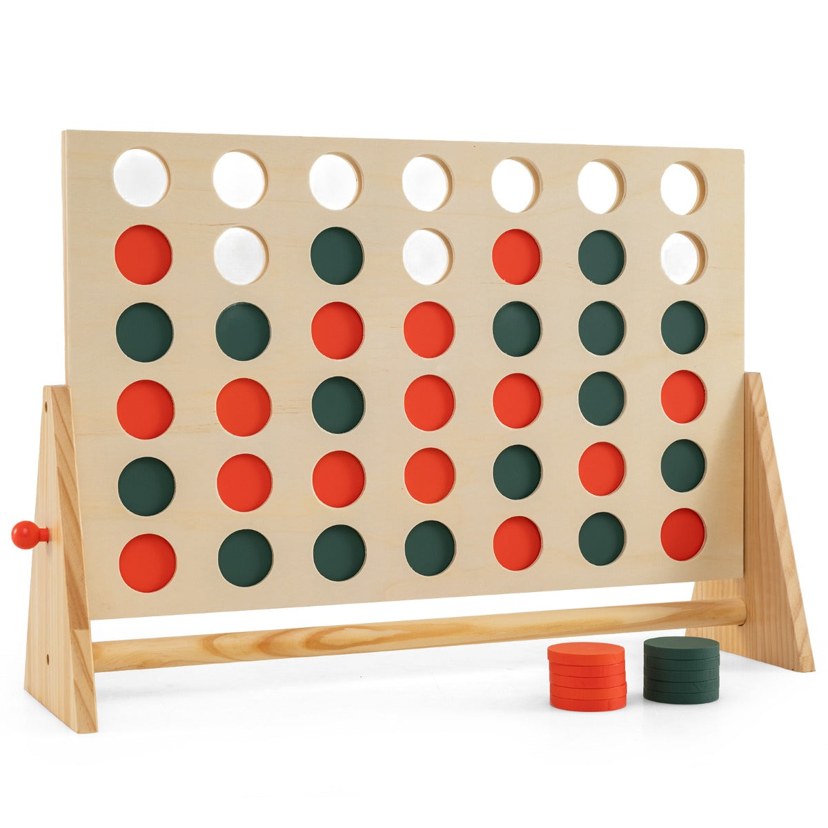 LIVSK 4-op-een-rij-spel - Eenvoudige Spelregels - Duurzaam Grenenhout - Voor Binnen en Buiten - Naturel