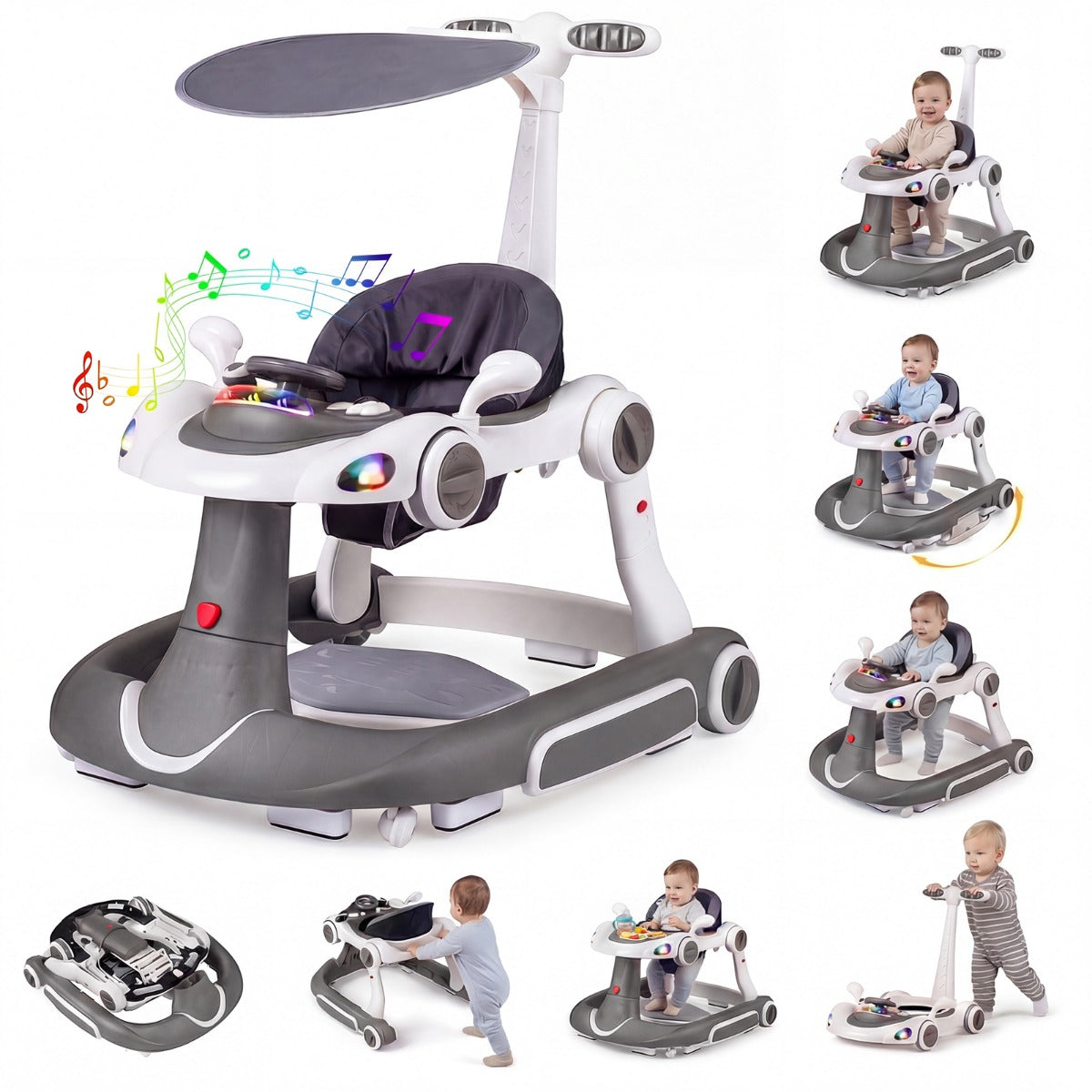 LIVSK 7-in-1 Babywalker - Verstelbare Hoogte - Veiligheidsfuncties - Interactief Speelplatform - Geschikt voor 6-18 maanden -