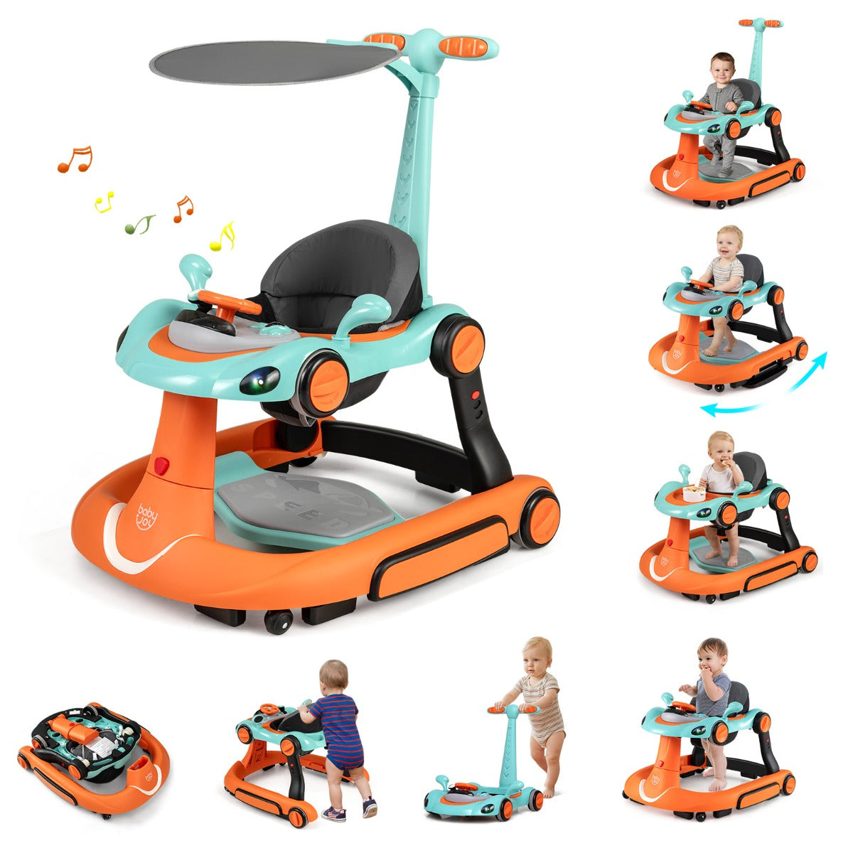 LIVSK 7-in-1 Babywalker - Verstelbare Hoogte - Veiligheidsfuncties - Interactief Speelplatform - Geschikt voor 6-18 maanden -
