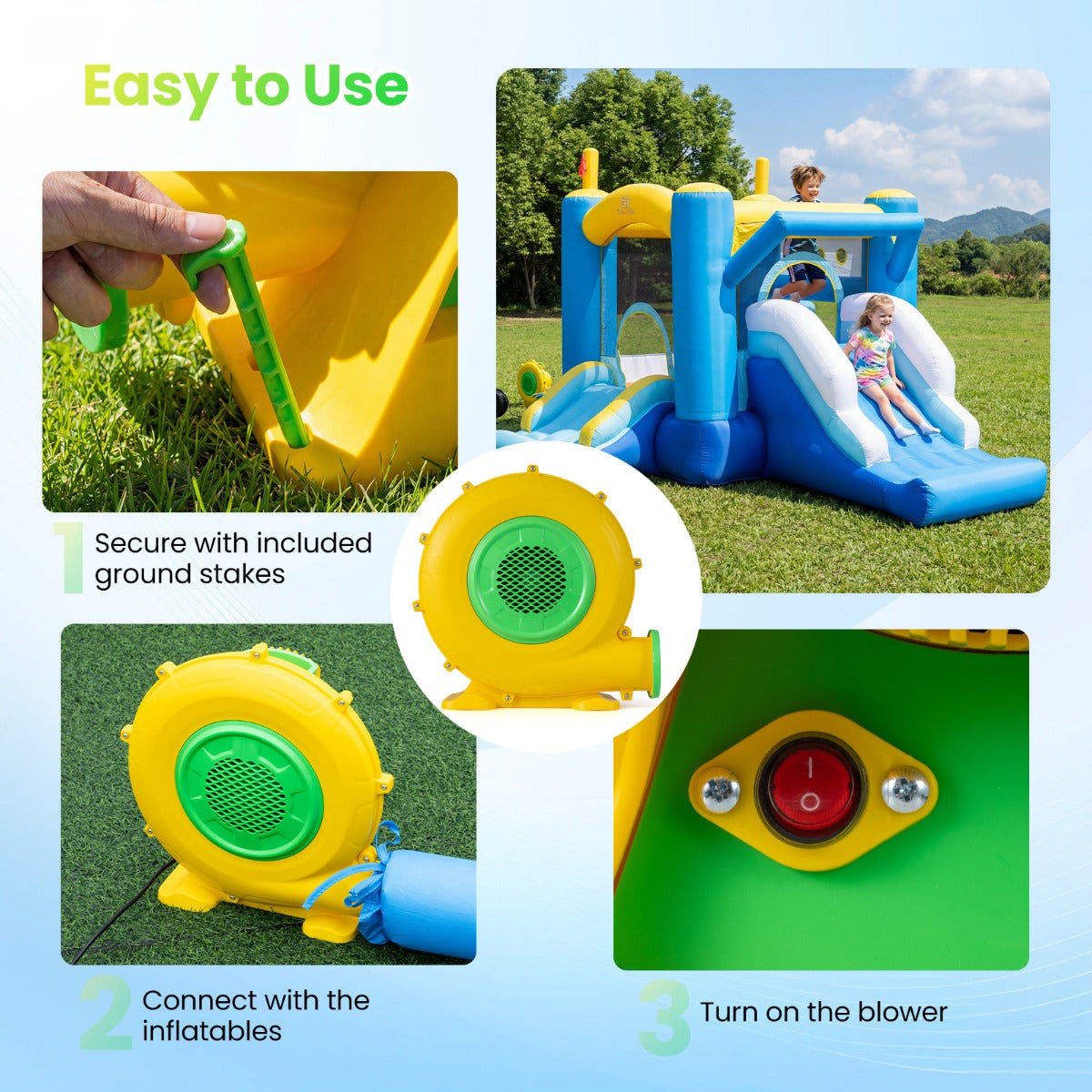 LIVSK 9-in-1 Megawaterpark - Veilig PVC Materiaal - Eenvoudig Op te Zet - Inclusief Accessoires - Geschikt voor 2 Kinderen -