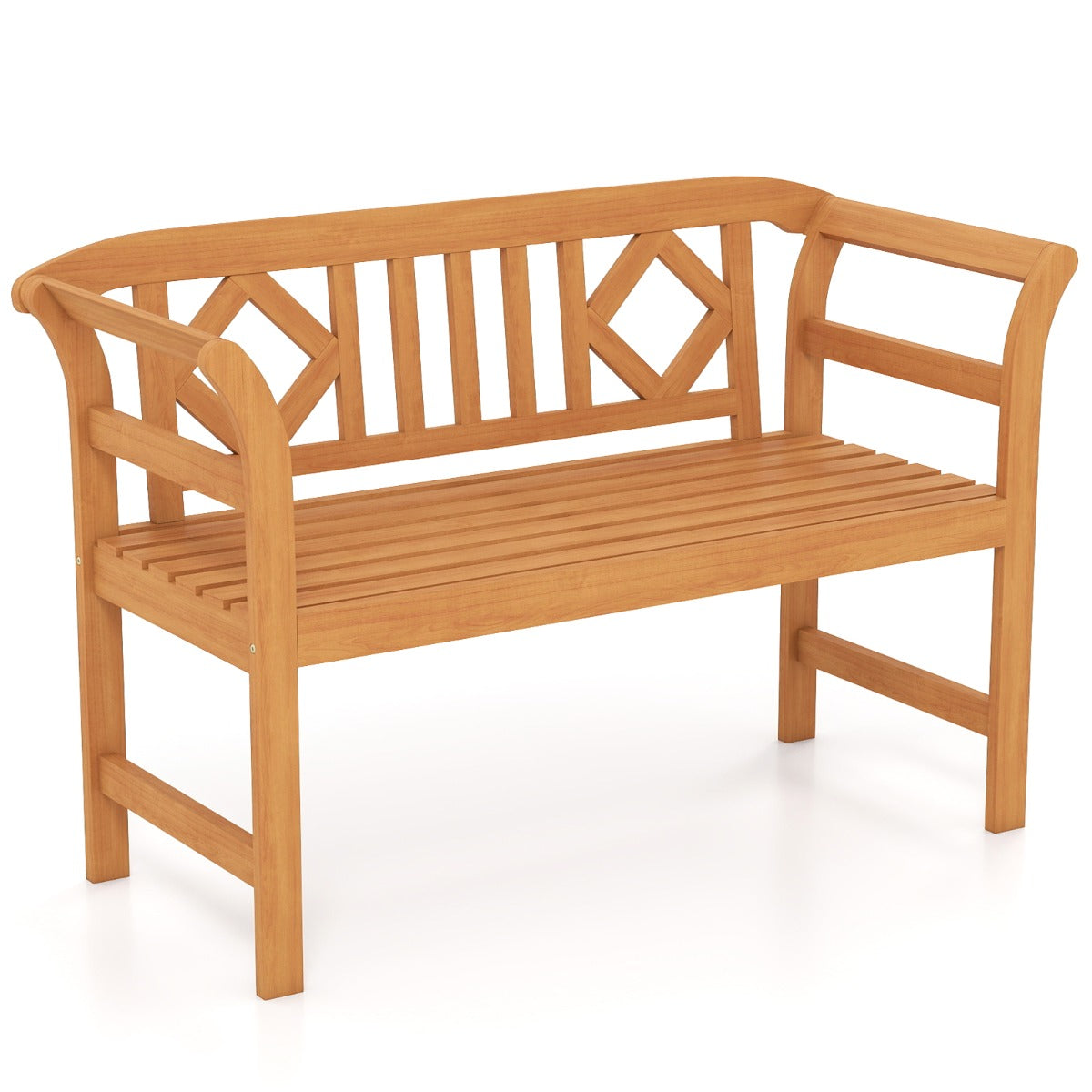 LIVSK Acaciahouten Tuinbank - Ruime Zitplaats voor 2 Personen - Ergonomische Rug- en Armleuningen - Stabiele Constructie - Naturel