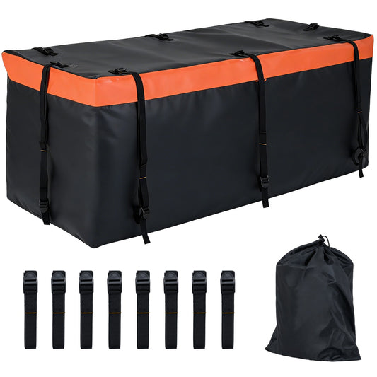 LIVSK Achterkoffer voor Auto - Waterdicht PVC - Ruime Capaciteit 255L/455L/566L - Versterkte Riemen - Oranje+Zwart