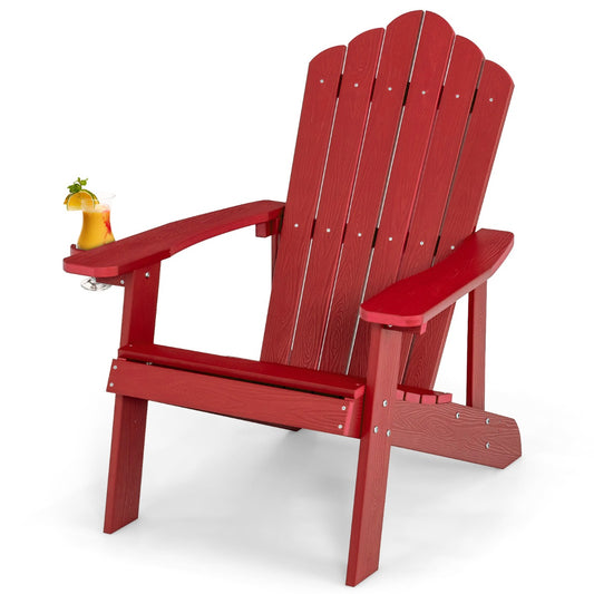 LIVSK Adirondack Stoel - Ergonomisch Ontwerp - Bekerhouder - Weerbestendig HIPS - Tot 170 kg - Wit/Zwart/Blauw/Grijs/Rood