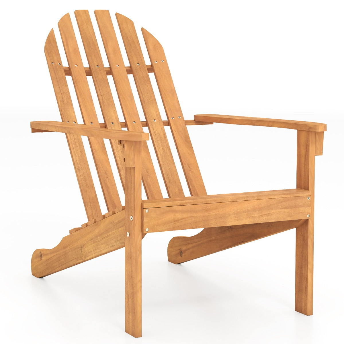 LIVSK Adirondack Stoel - Massief Acaciahout - Ergonomische Rugleuning - Robuuste Constructie - Ideaal voor Buiten - Naturel