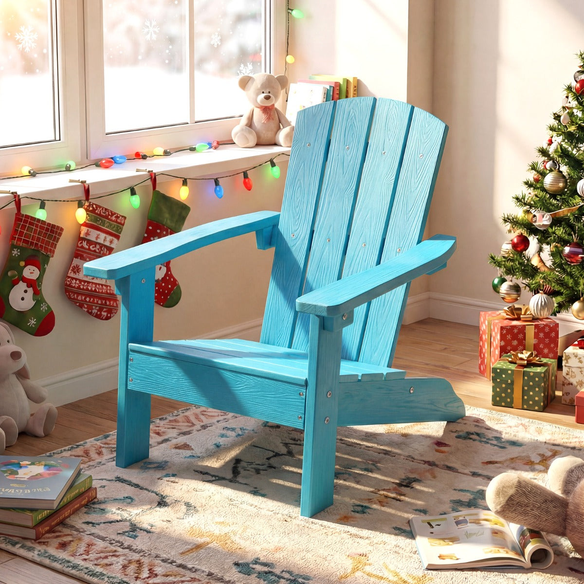 LIVSK Adirondack-stoel voor Kinderen - Weerbestendig HIPS-kunststof - Ergonomische Rugleuning - Voor Binnen en Buiten -