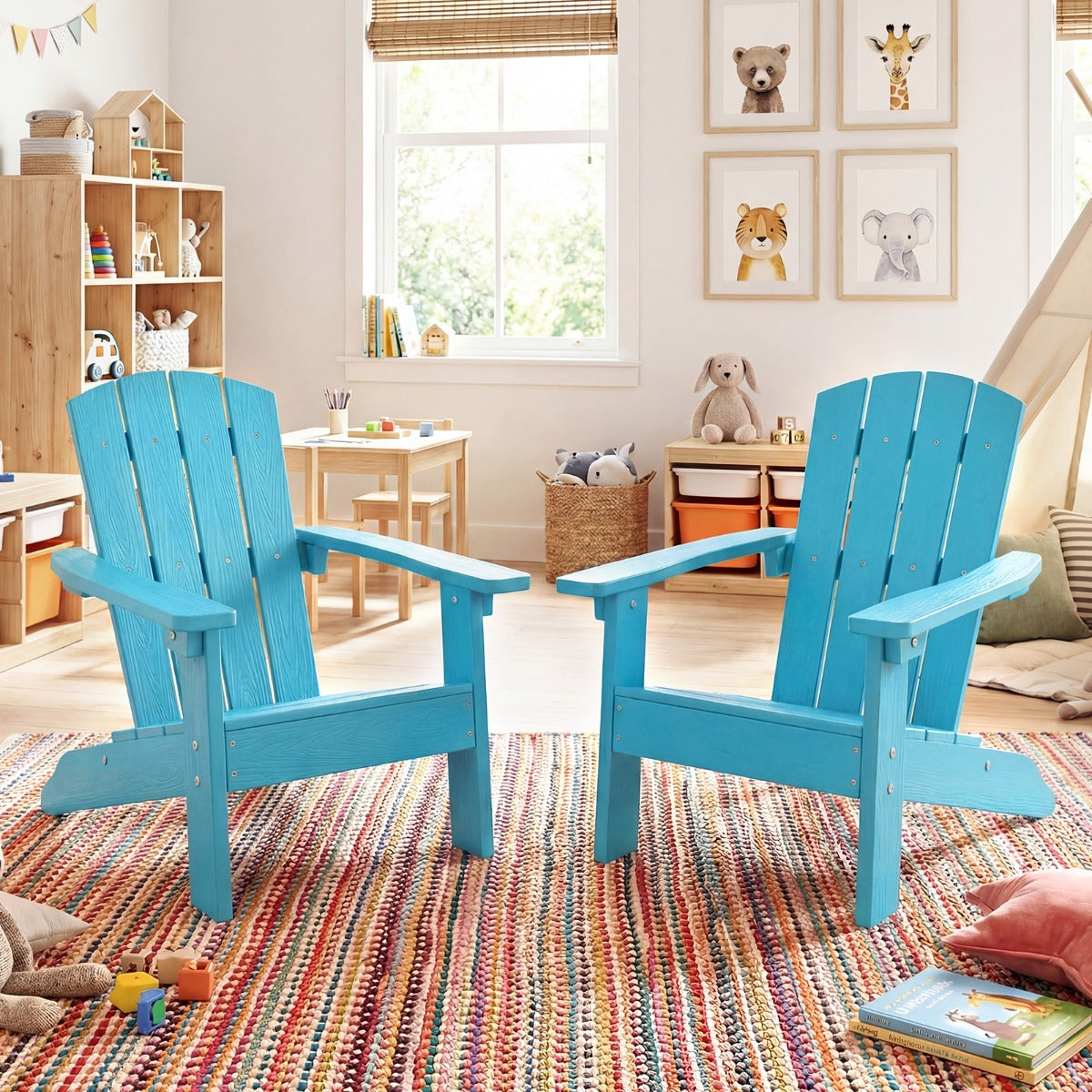 LIVSK Adirondack-stoel voor Kinderen - Weerbestendig HIPS-kunststof - Ergonomische Rugleuning - Voor Binnen en Buiten -